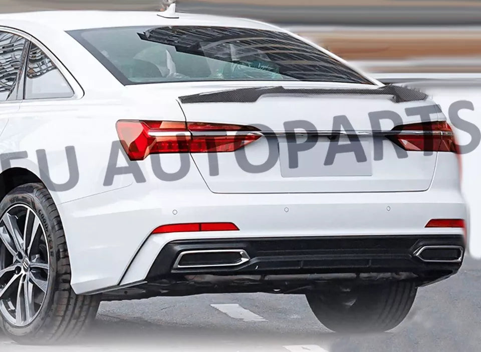 FOR AUDI A6 C8 SALOON REAR BOOT TRUNK SPOILER V STYLE GLOSS BLACK 2018+ OEM FIT