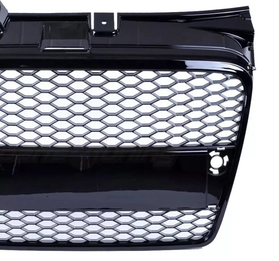 FOR AUDI A4 B7 04-07 RS RS4 STYLE GLOSS BLACK HONEYCOMB RADIATOR BUMPER GRILLE