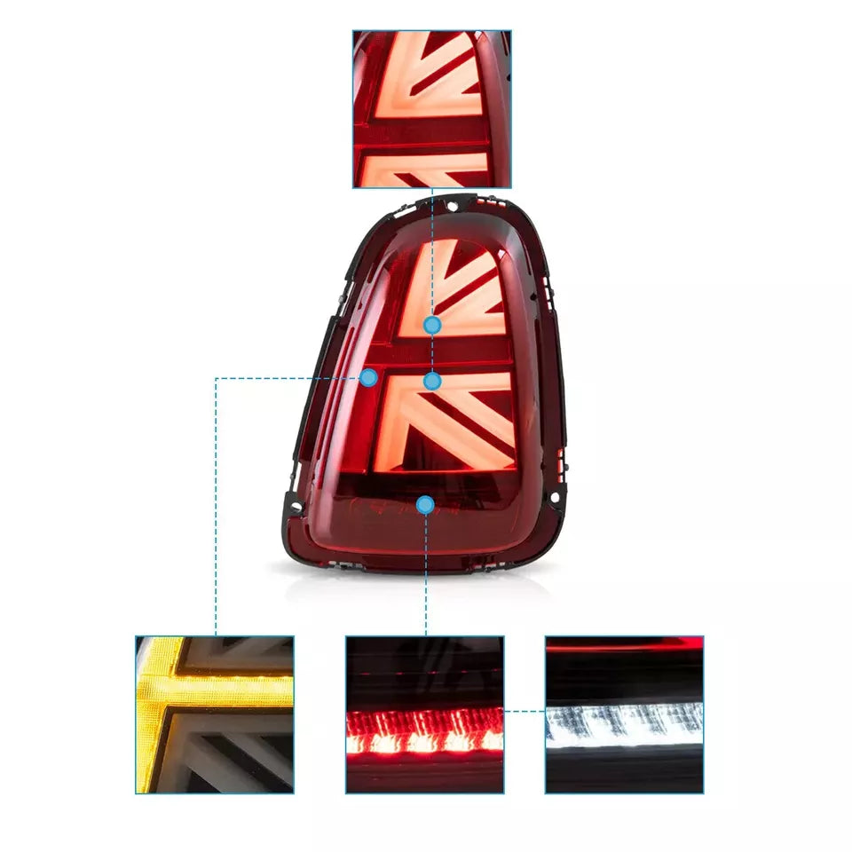 Pair LED Rear Lights For Mini R56 R57 R58 R59 Cooper S Tail Brake Lamp 2007–2013