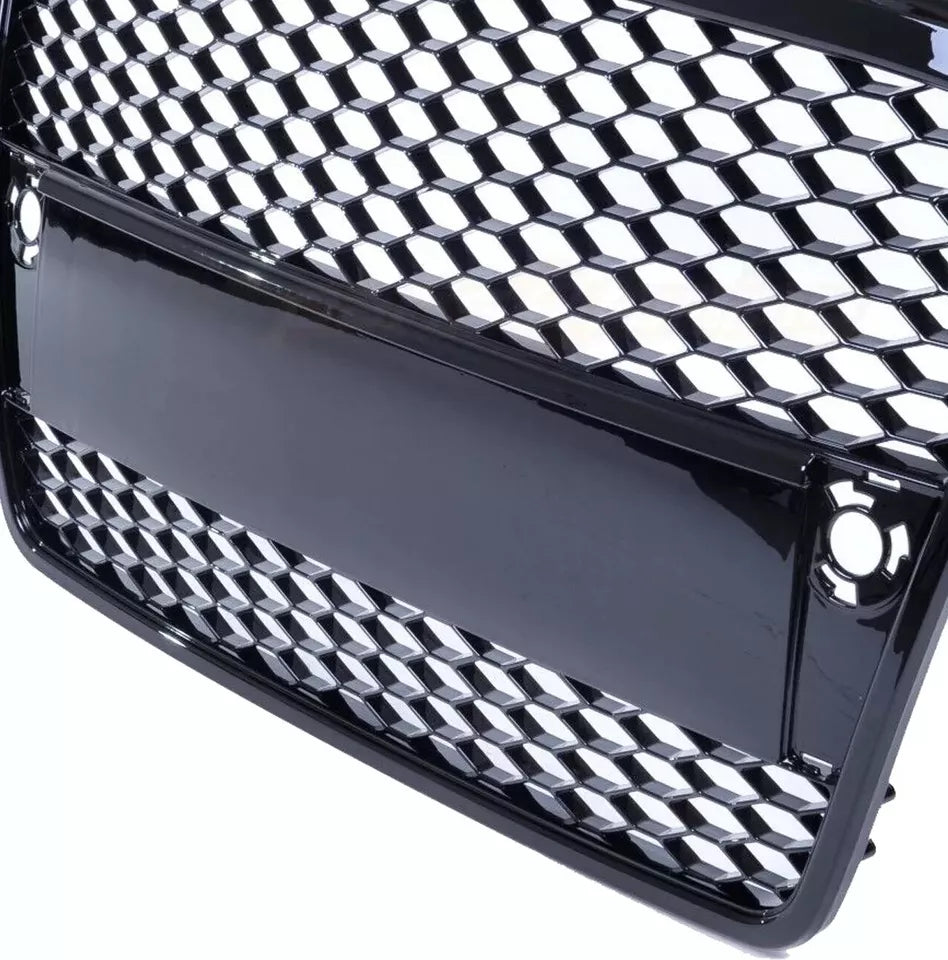 FOR AUDI A4 B7 04-07 RS RS4 STYLE GLOSS BLACK HONEYCOMB RADIATOR BUMPER GRILLE