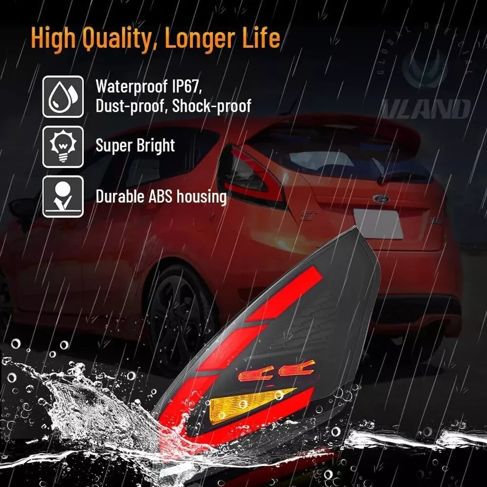 PAIR SMOKED LED TAIL LIGHTS FOR FORD FIESTA HATCHBACK SE ST W/DYNAMIC 2008-2019