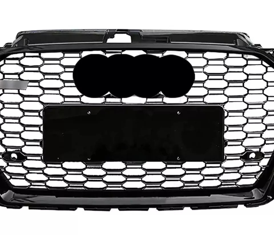 RS3 STYLE HONEYCOMB MESH FRONT GRILLE FOR AUDI A3/S3 8V FACELIFT GLOSS 2016-2019