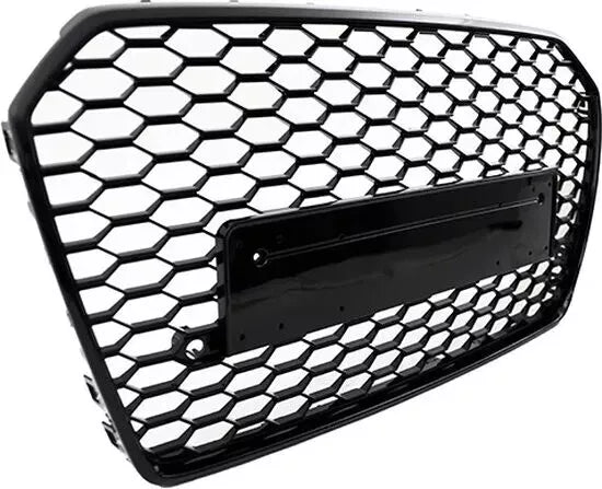 FOR AUDI A6 S6 C7 2015-18 RS6 LOOK GLOSS BLACK GRILL GRILLE BADGELESS HONEYCOMB