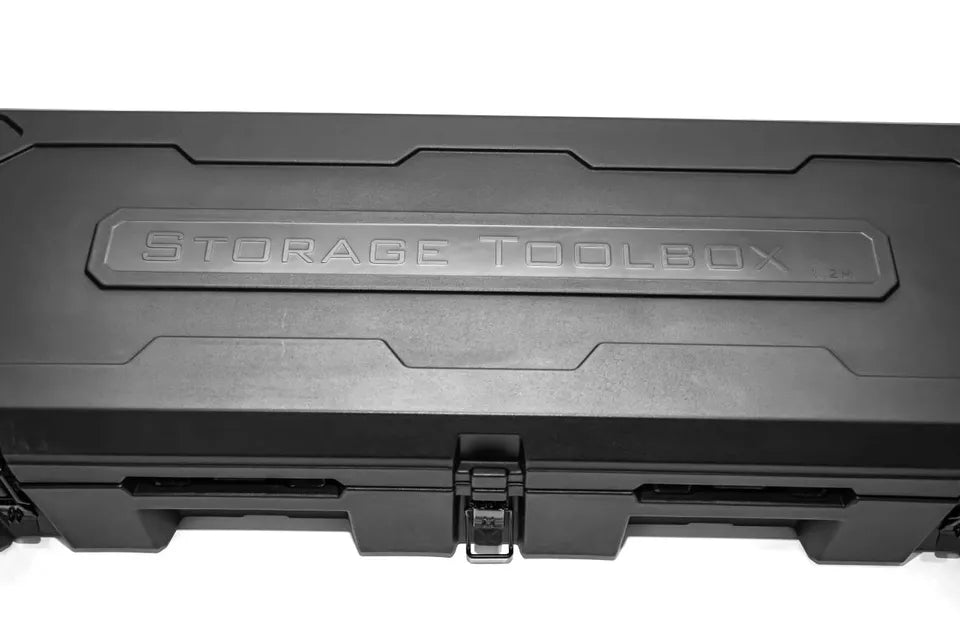 90 LITRE UNIVERSAL TOOL STORAGE CARGO BOX WITH BRAKETS ROOF RAILS RACK 127 CM