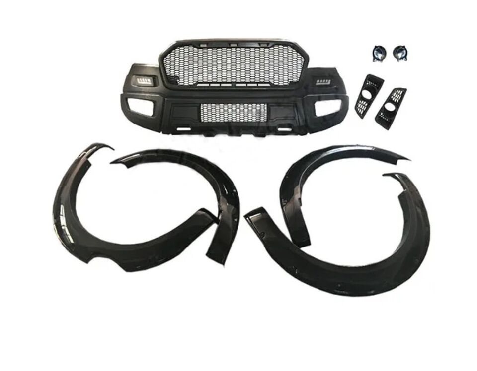 BLACK RAPTOR STYLE BODYKIT LED GRILLE WHEEL ARCHES FOR FORD RANGER T7 T8 15-21