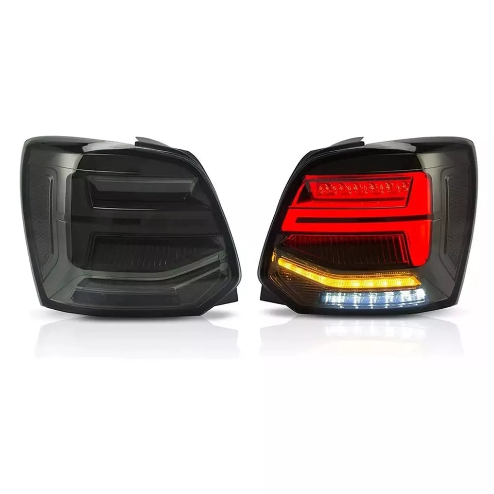 FULL SMOKED LED REAR TAIL LIGHTS BRAKE LAMP W/SEQUENTIAL FOR VW POLO 2011-2017