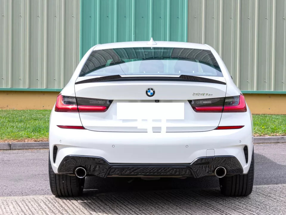 FOR BMW 3 SERIES G20 G21 M SPORT GLOSS BLACK REAR DIFFUSER TWIN EXHAUST 18+