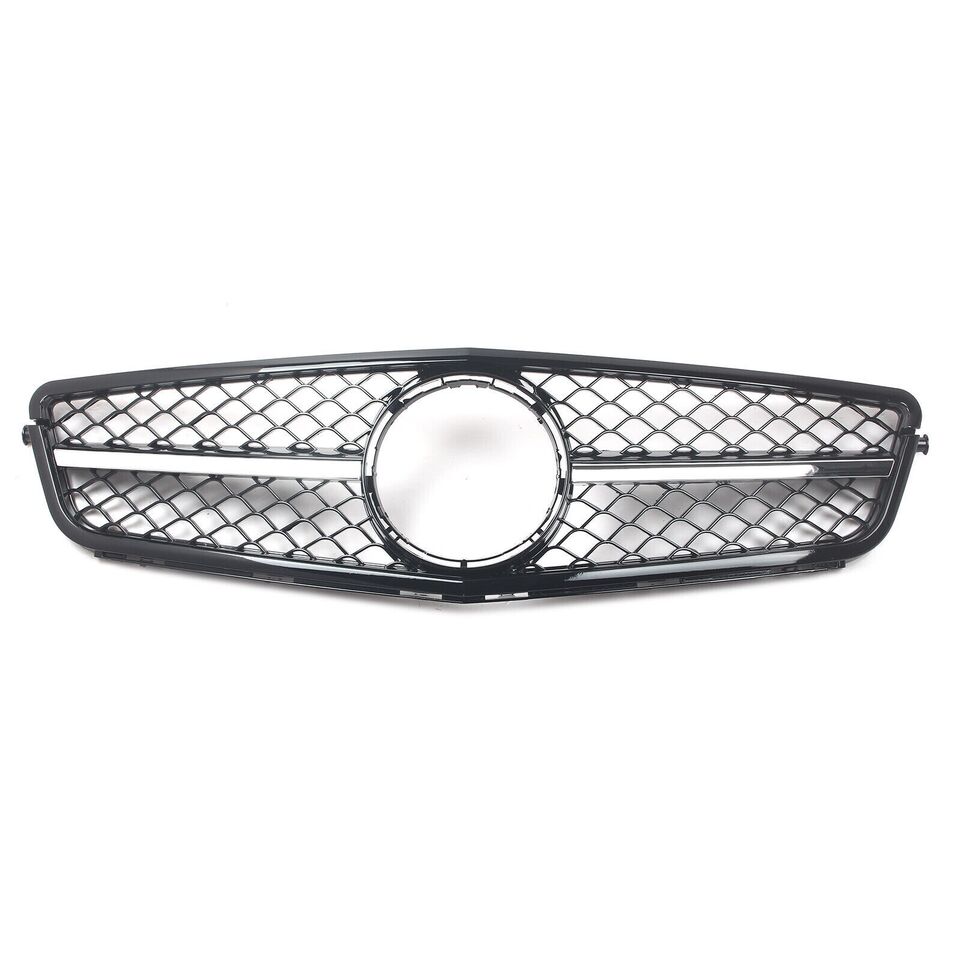 FOR MERCEDES C CLASS W204 07-15 FRONT GRILLE GRILL CHROME GLOSS BLACK AMG STYLE