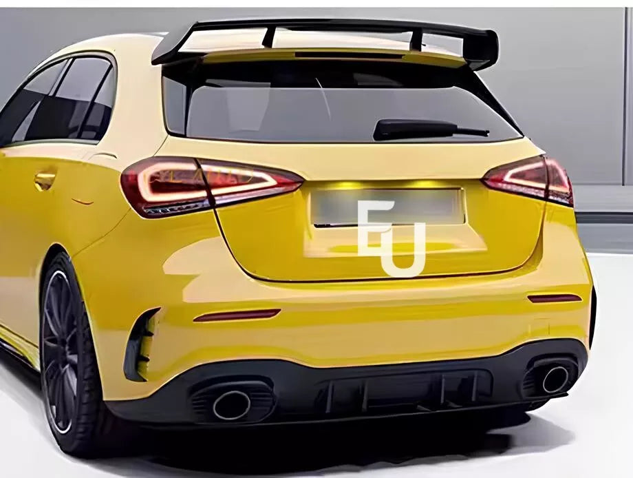 FOR MERCEDES A CLASS W177 AMG A35 A35S LOOK REAR DIFFUSER+TAILPIPES GLOSS BLACK