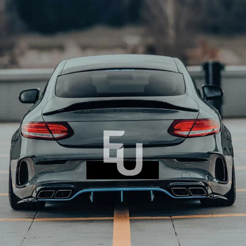 MERCEDES C CLASS C205 COUPE AMG REAR BOOT SPOILER PSM STYLE GLOSS BLACK 15+