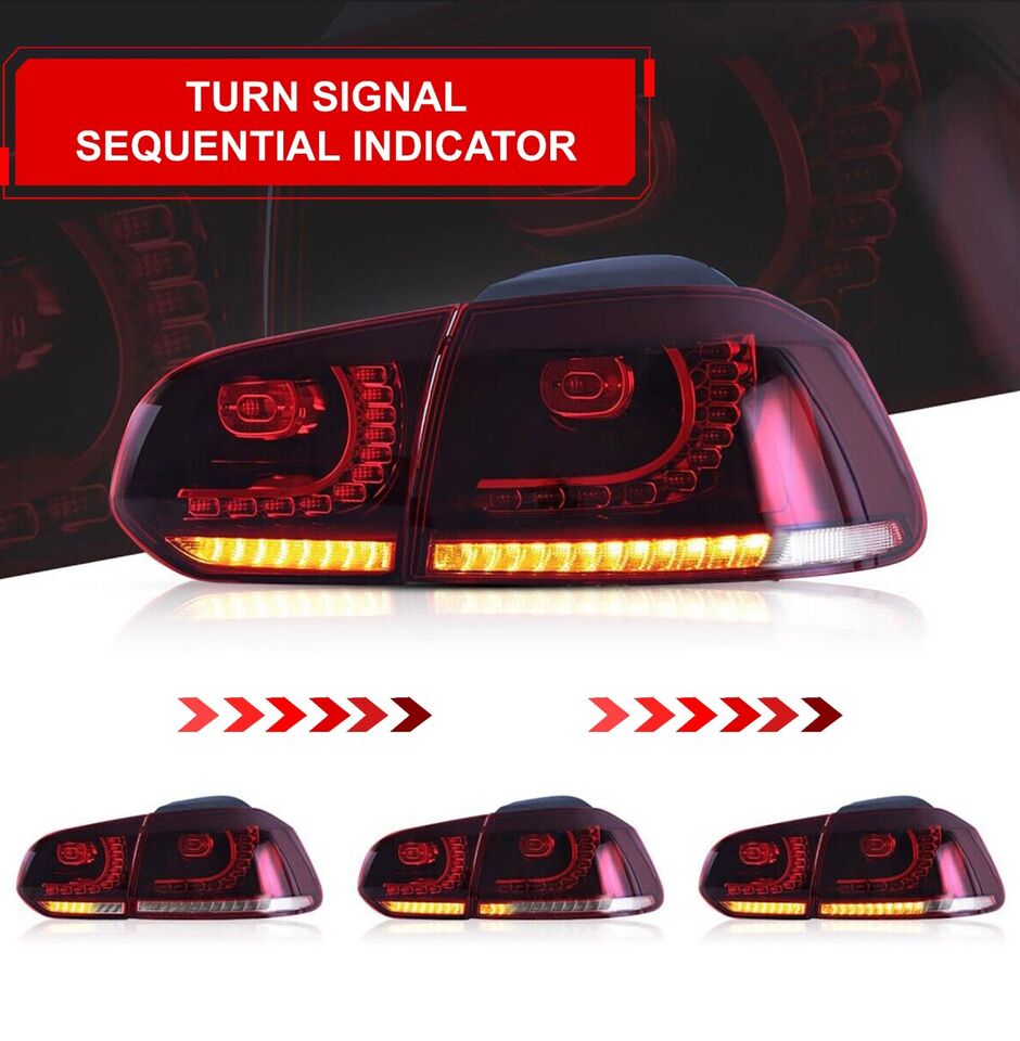 FOR VW GOLF MK6 LED R-DESIGN SEQUENTIAL SWIPE TAIL LIGHTS LAMP LAMPS SET PAIR
