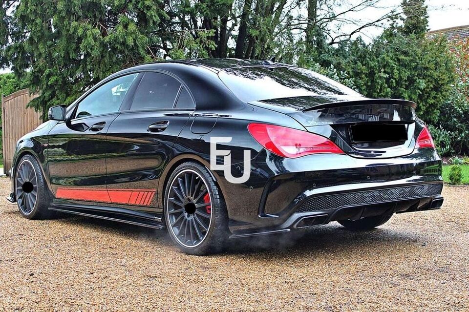 FOR MERCEDES CLA W117 C117 GLOSS BLACK REAR DUCKTAIL PSM HIGH KICK BOOT SPOILER