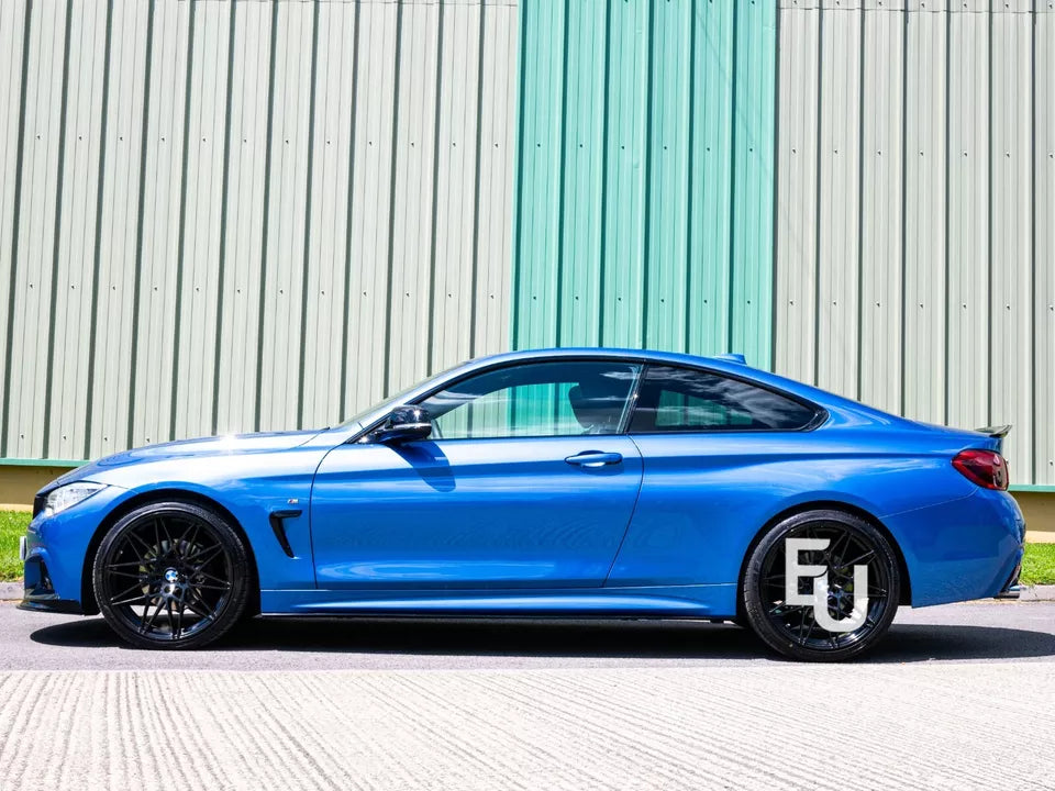 FOR BMW 4 SERIES F32 F33 F36 M SPORT SIDE SKIRT EXTENSION BLADES LIP GLOSS BLACK