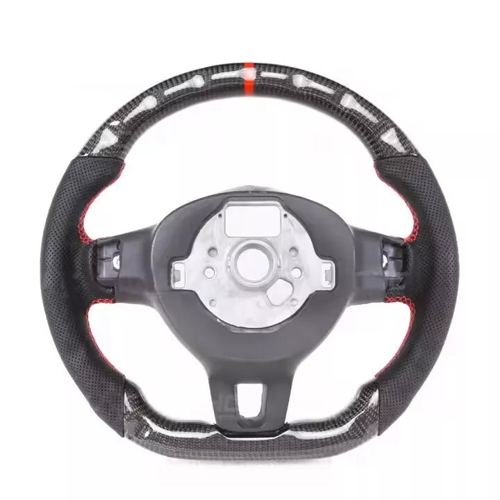 FOR VW GOLF VI MK6 GTI GTD R SCIROCCO JETTA CARBON FIBER LEATHER STEERING WHEEL