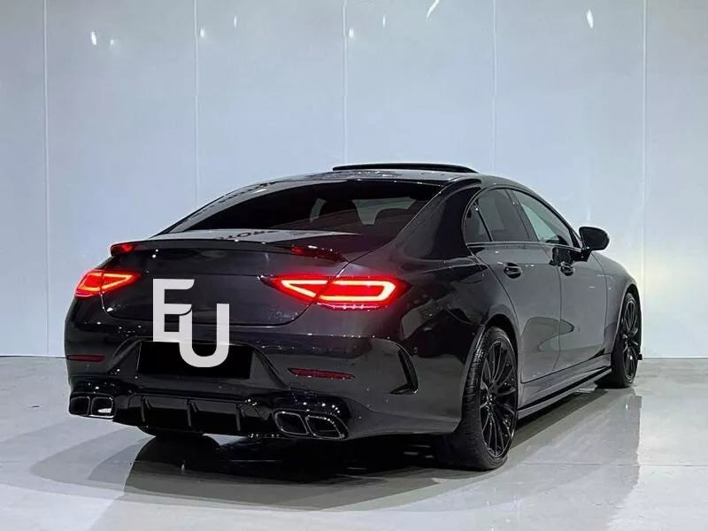 FOR MERCEDES CLS C257 AMG 63 STYLE REAR DIFFUSER & TAILPIPES GLOSS BLACK 2018+