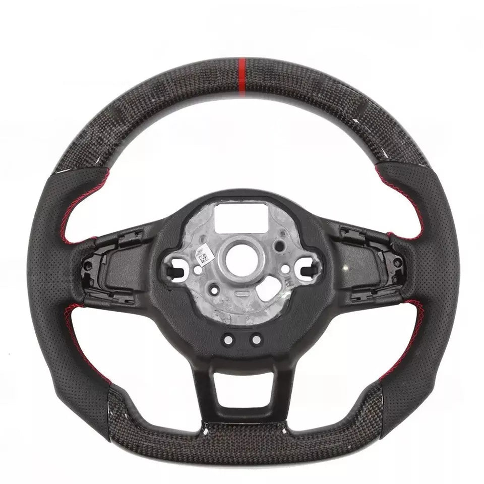 FOR VW GOLF MK7 MK8 GTI GTD R SCIROCCO 2014+ CARBON FIBER LEATHER STEERING WHEEL