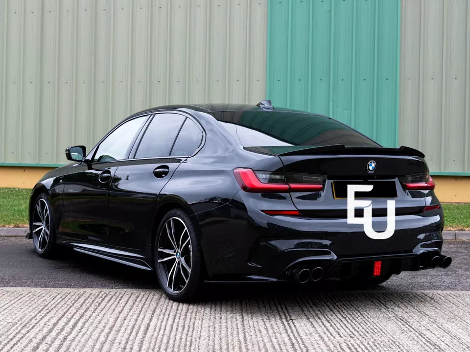 FOR BMW 3 SERIES G20 G21 M SPORT GLOSS BLACK REAR DIFFUSER WITH LIGHT 2018-2021
