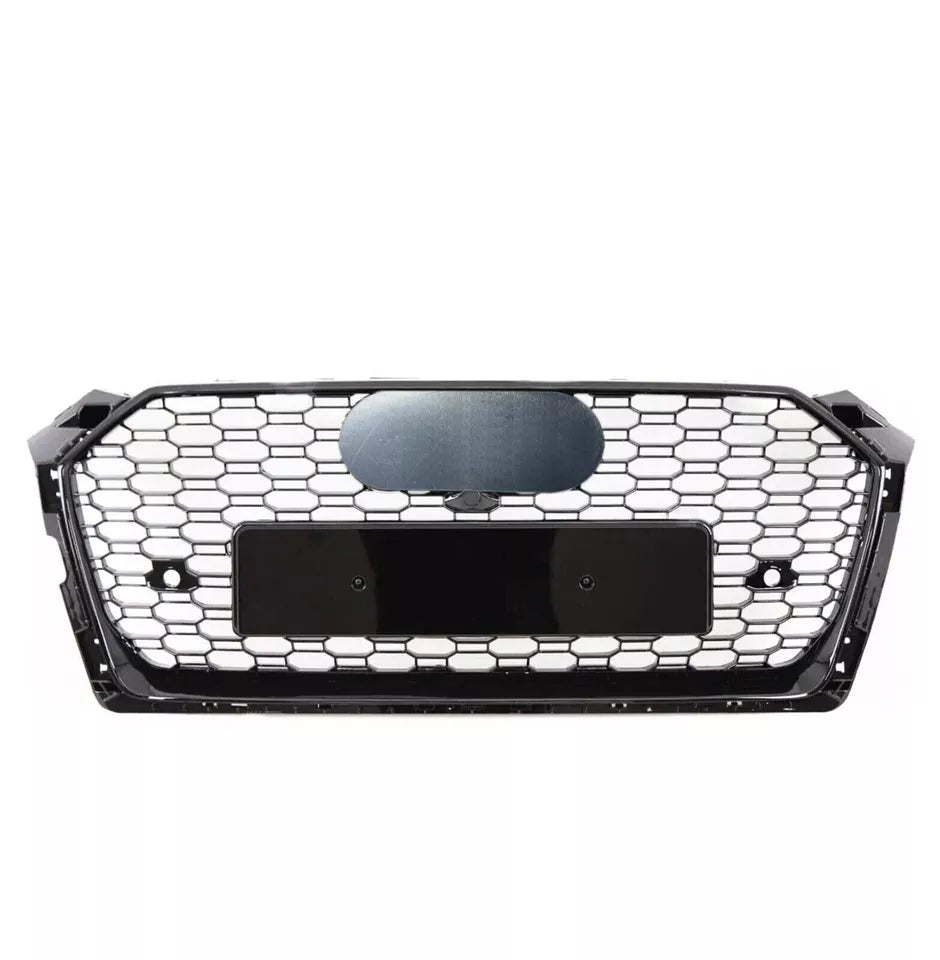 GLOSS BLACK HONEYCOMB RADIATOR BUMPER GRILLE  FOR AUDI A5 S5 F5 RS STYLE 2016-20
