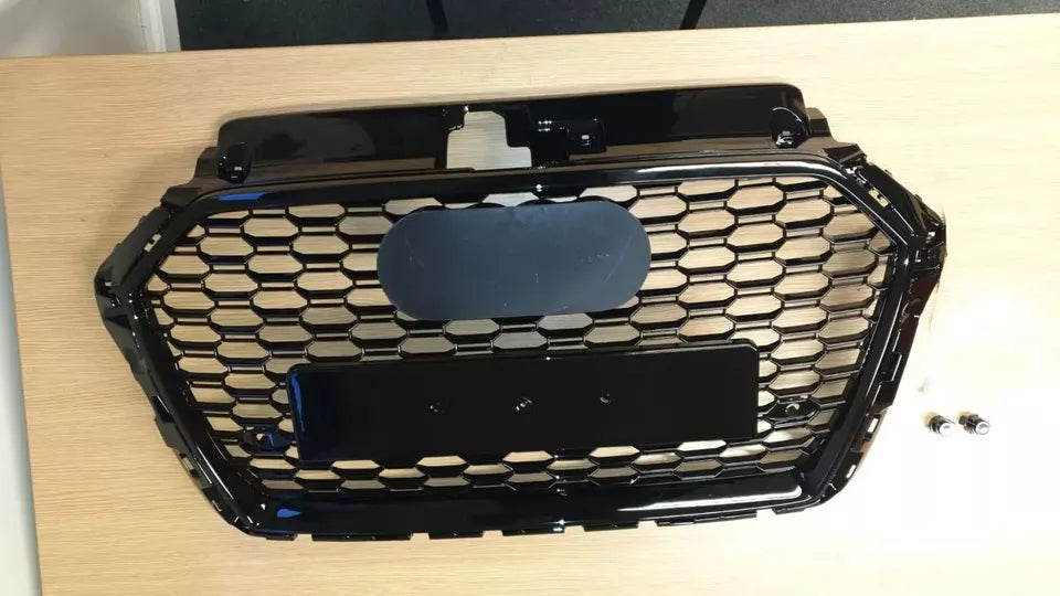 RS3 STYLE HONEYCOMB MESH FRONT GRILLE FOR AUDI A3/S3 8V FACELIFT GLOSS 2016-2019