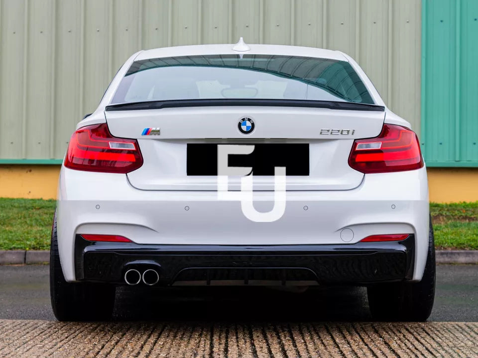FOR BMW 2 SERIES F22 F23 MP STYLE REAR BUMPER DIFFUSER DUAL EXHAUST GLOSS BLACK