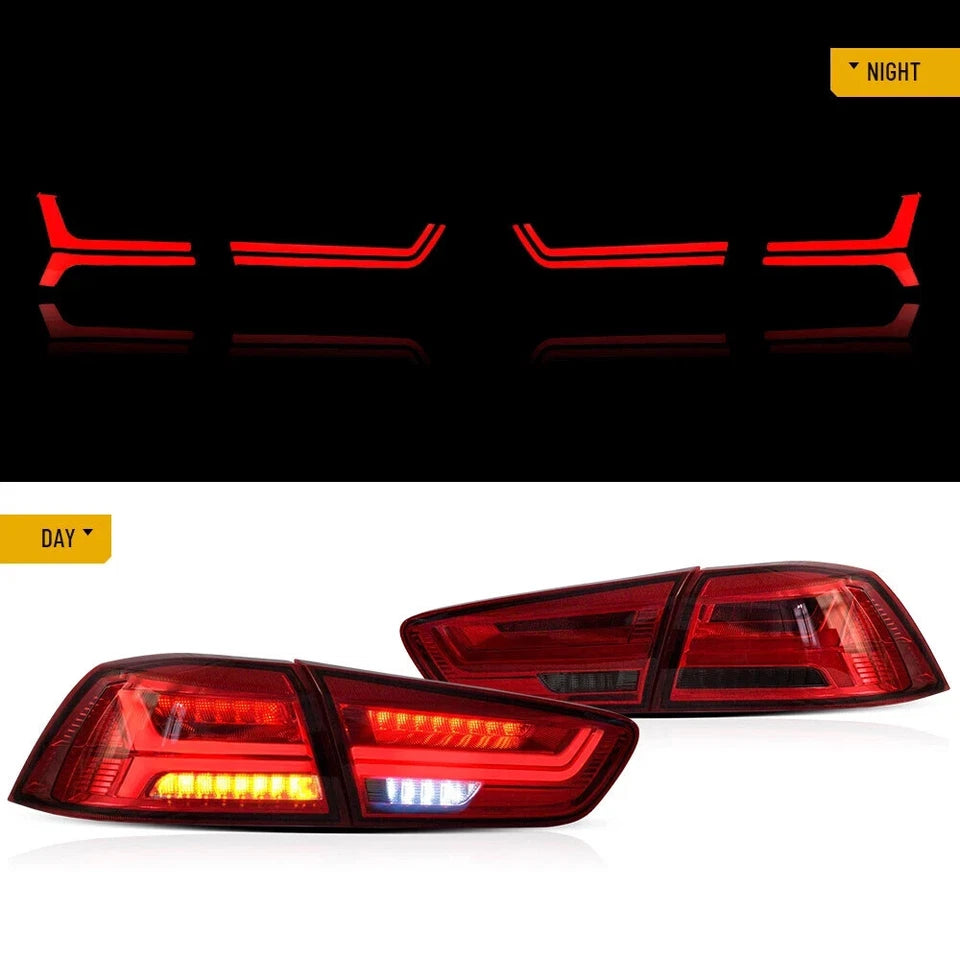 PAIR RED LED TAIL LIGHTS LAMP FOR MITSUBISHI LANCER/EVO X 2008-2017 W/SEQUENTIAL