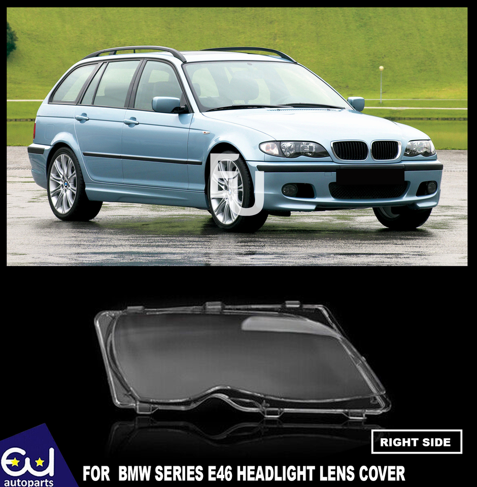 FOR BMW E46 3 SERIES 4 DOOR 02-05 RIGHT HEADLIGHT HEADLAMP LENS CLEAR LENS COVER