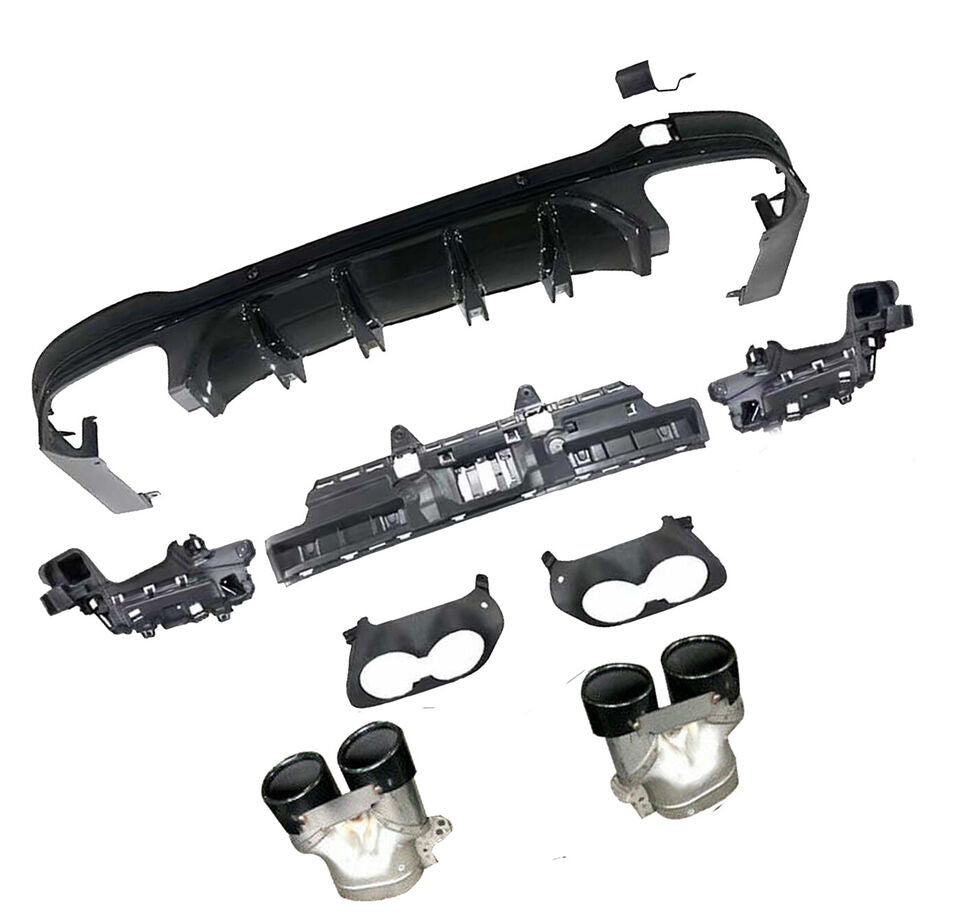 FOR MERCEDES GLC X253 SUV AMG GLC43 STYLE REAR DIFFUSER & BLACK TAILPIPES 2016+