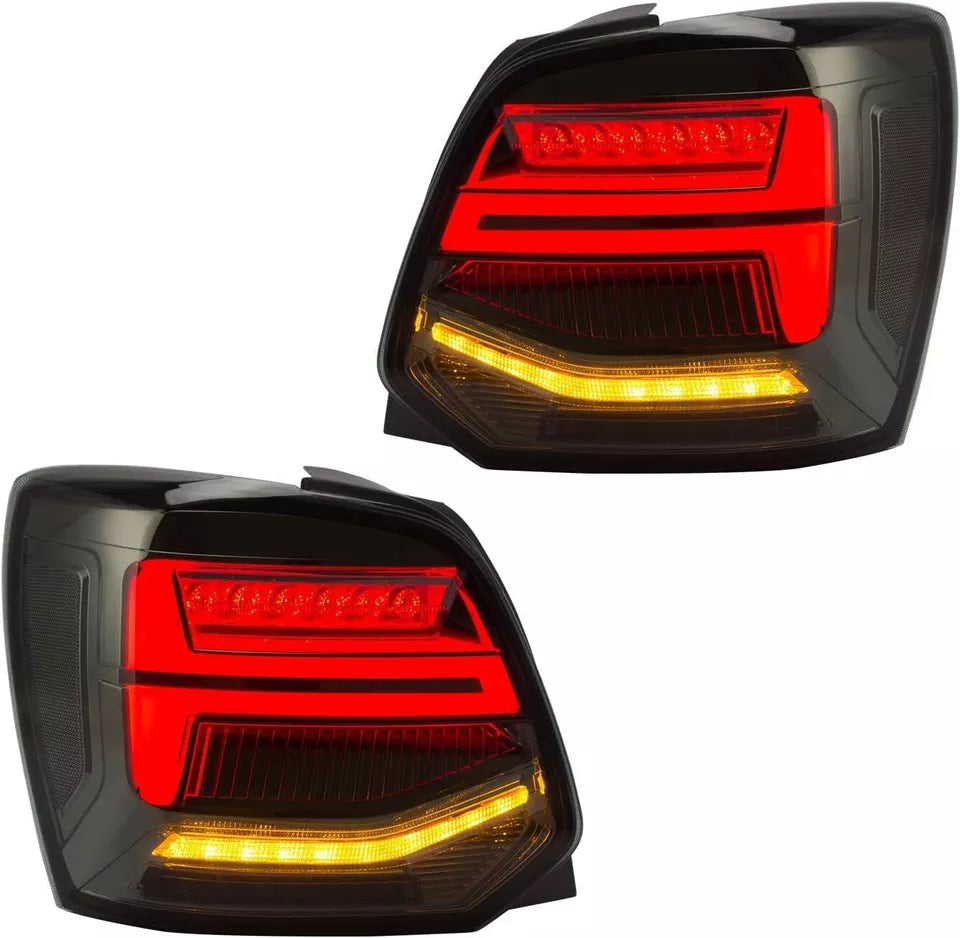 FULL SMOKED LED REAR TAIL LIGHTS BRAKE LAMP W/SEQUENTIAL FOR VW POLO 2011-2017