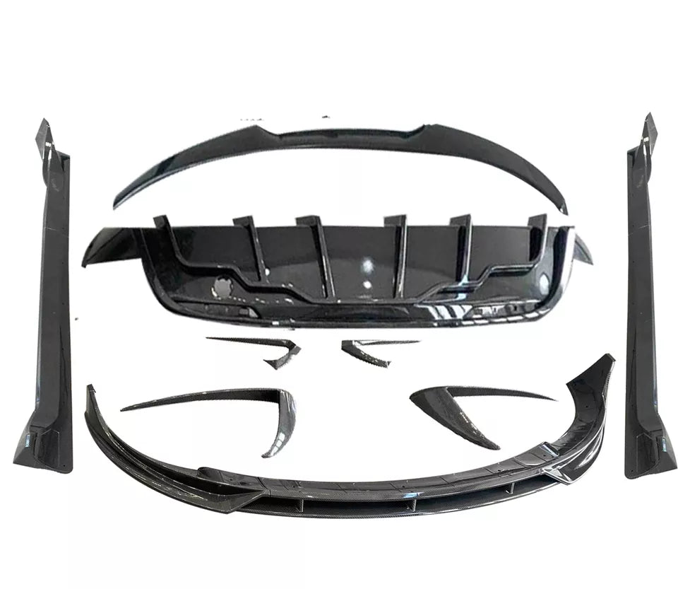 FOR TESLA MODEL Y BODYKIT BODY KIT FRONT LIP SPLITTER DIFFUSER SKIRT CARBON LOOK