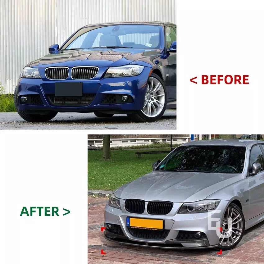 FOR BMW 3 SERIES E90 E91 LCI GLOSS BLACK FRONT SPLITTER LIP M SPORT 2009-2012