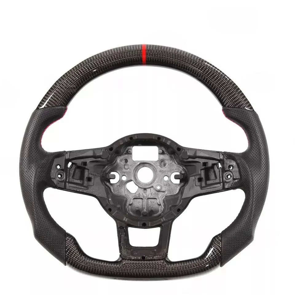 FOR VW GOLF MK7 MK8 GTI GTD R SCIROCCO 2014+ CARBON FIBER LEATHER STEERING WHEEL