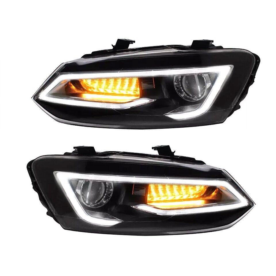 2X PAIR LED HEADLIGHTS LAMP FOR VW POLO MK5 SALOON HATCH W/SEQUENTIAL 2011-2017