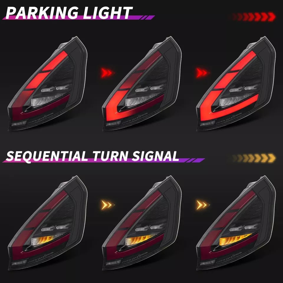 PAIR SMOKED LED TAIL LIGHTS FOR FORD FIESTA HATCHBACK SE ST W/DYNAMIC 2008-2019