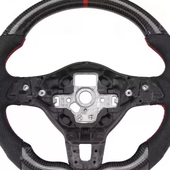 FOR VW GOLF VI MK6 GTI GTD R SCIROCCO JETTA CARBON FIBER LEATHER STEERING WHEEL
