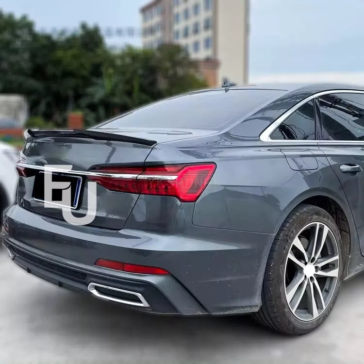 FOR AUDI A6 C8 SALOON REAR BOOT TRUNK SPOILER V STYLE GLOSS BLACK 2018+ OEM FIT