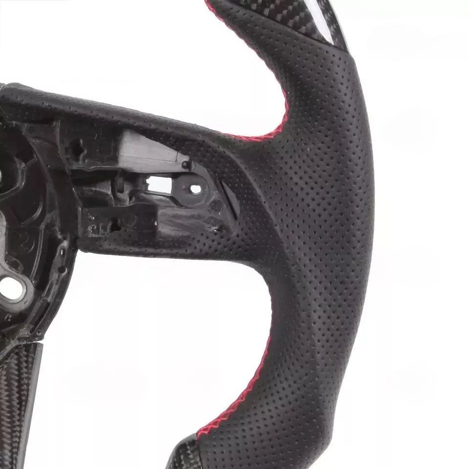 FOR AUDI S3 S4 S5 S6 RS4 RS5 RS6 A3 A4 A5 A6 CARBON FIBER LEATHER STEERING WHEEL