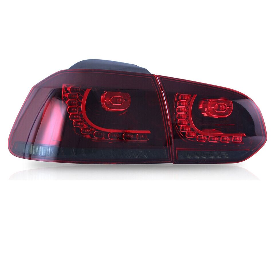 PAIR RIGHT LEFT LED TAIL LIGHTS LAMP FOR VW GOLF MK6 GTI R 08-13 RED SMOKED REAR