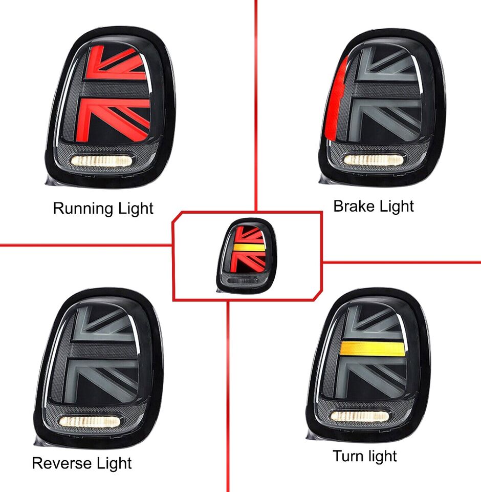 PAIR LED TAIL LIGHTS FOR MINI COOPER F55 F56 F57 2014-2022 UNION JACK REAR LAMP