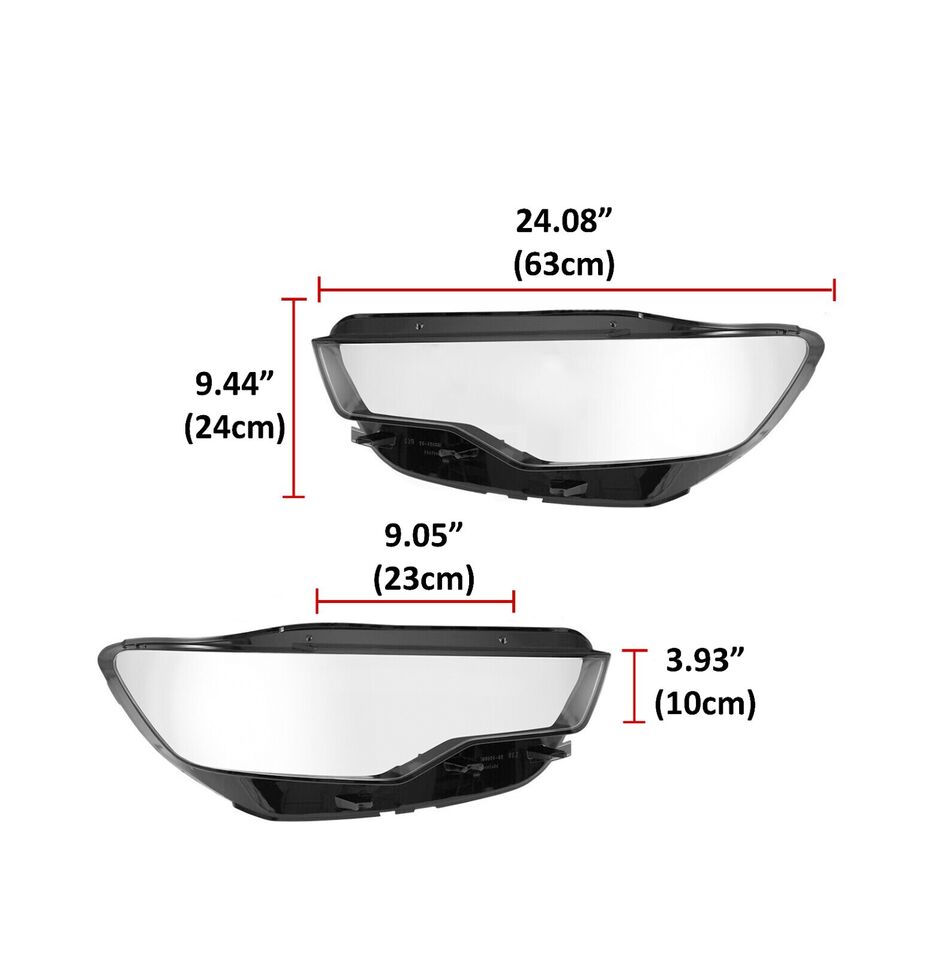 PAIR HEADLIGHT LENS COVER HEADLAMP SHELL LAMP SHADE FOR AUDI A6 C7 2011-2014