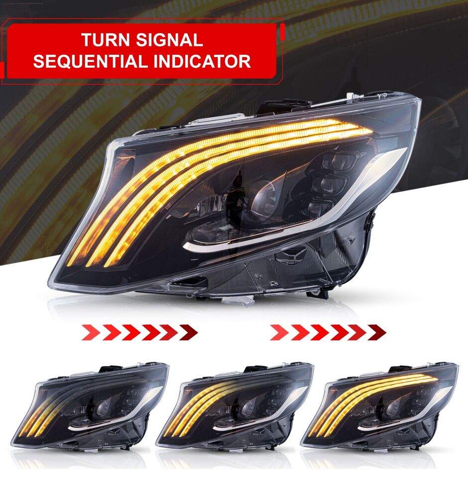 PAIR LED HEADLIGHT LAMP FOR MERCEDES BENZ VITO W447 W/ANIMATION 2016-2023