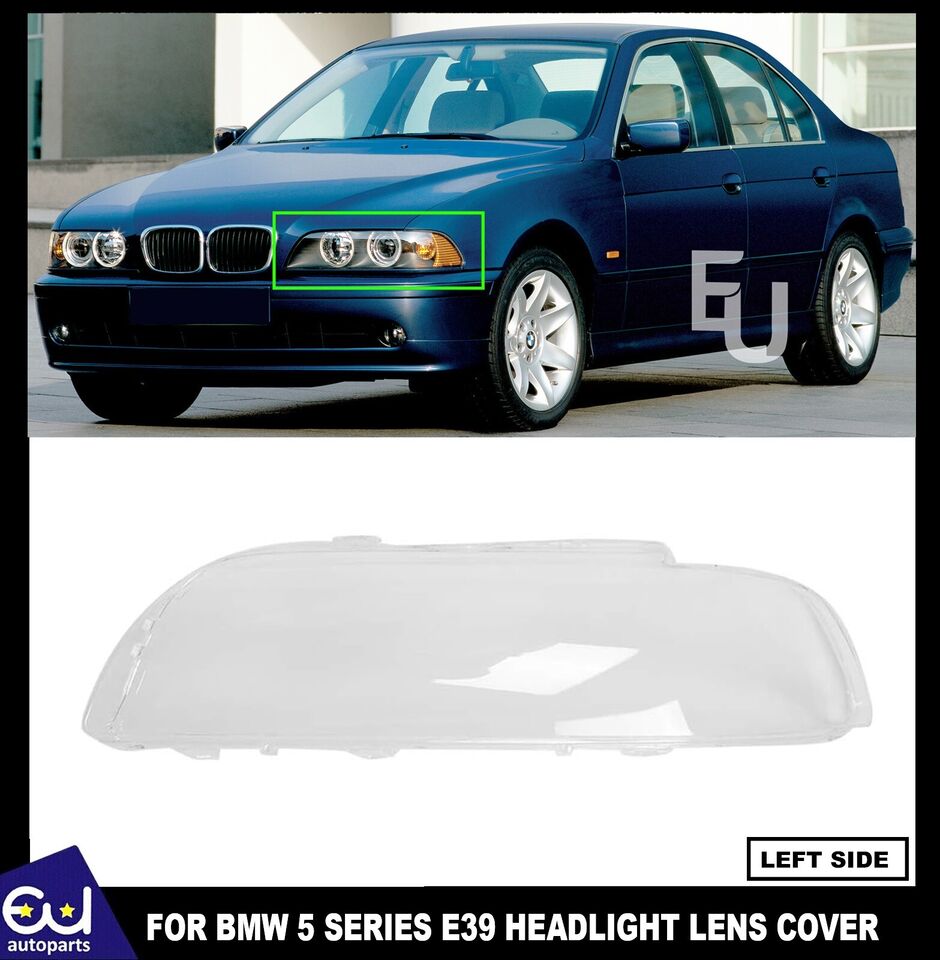 HEADLIGHT LENSES LENS COVER PLASTIC LEFT FOR BMW 5-SERIES E39 1995-2004 UK STOCK