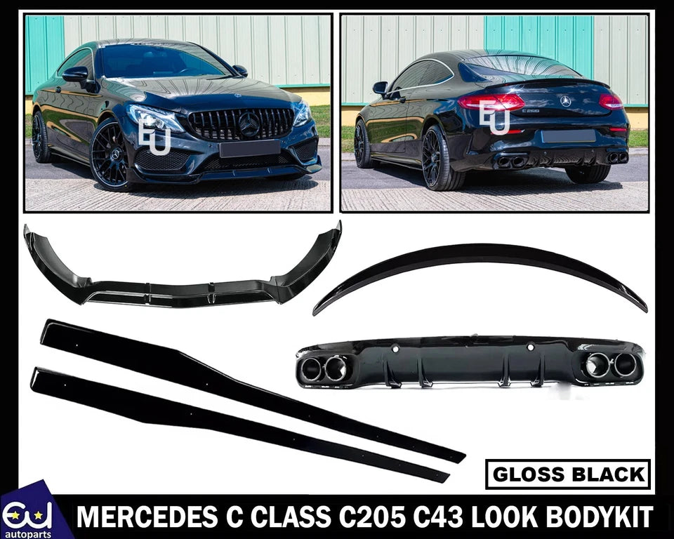 BODYKIT FOR MERCEDES C CLASS C205 C43 LOOK BODY KIT REAR DIFFUSER SPLITTER SKIRT