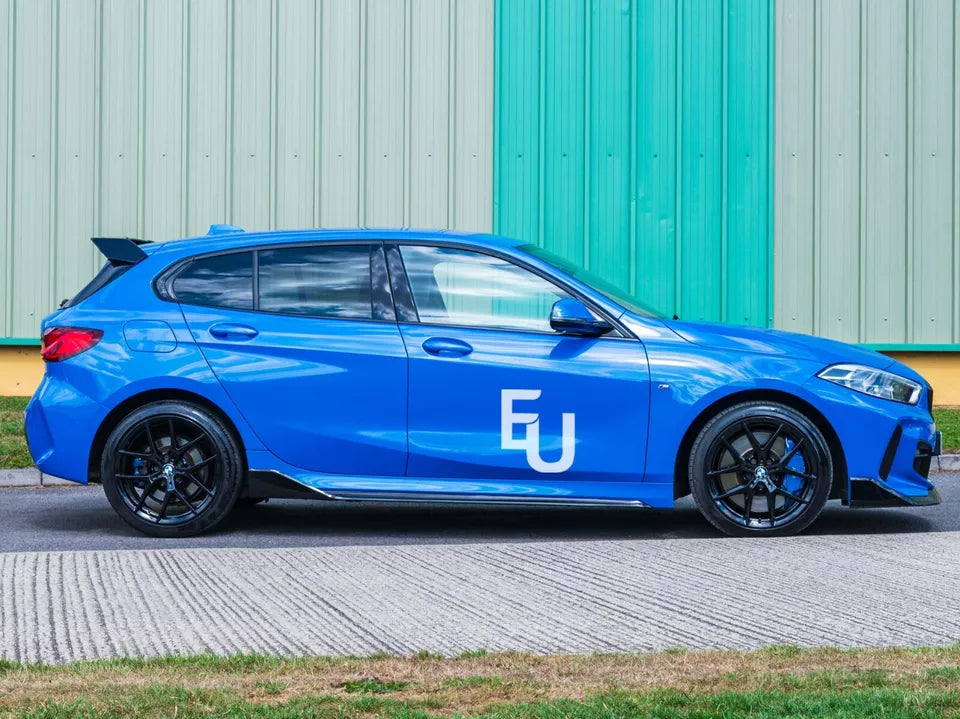 FOR BMW 1 SERIES F40 MP STYLE SIDE SKIRT EXTENTION LIP BLADE GLOSS BLACK 2019+