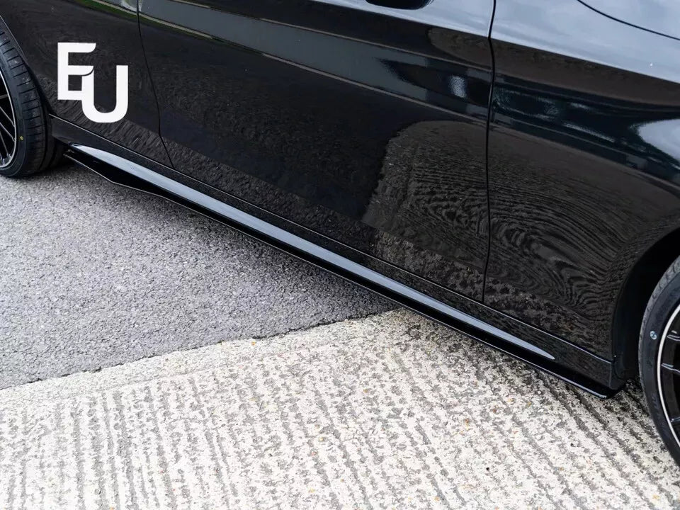 FOR MERCEDES A CLASS W176 AMG STYLE SIDE SKIRT EXTENSION BLADE GLOSS BLACK 2015+