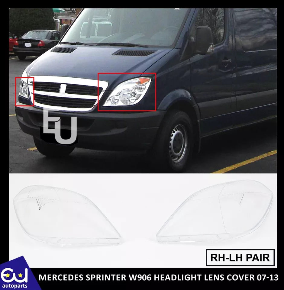 LEFT RIGHT SIDE PAIR HEADLIGHT LENS HEADLAMP COVER FOR MERCEDES SPRINTER W906