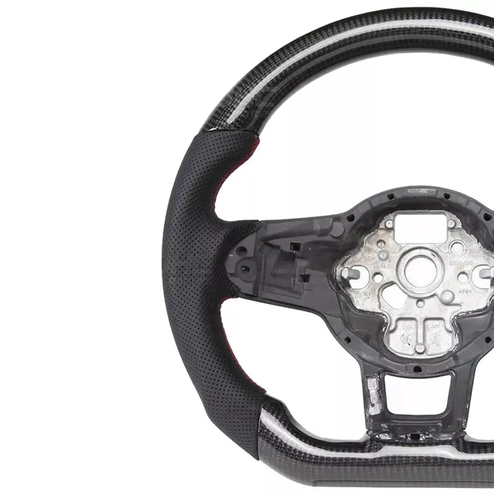 FOR VW GOLF MK7 MK8 GTI GTD R SCIROCCO 2014+ CARBON FIBER LEATHER STEERING WHEEL