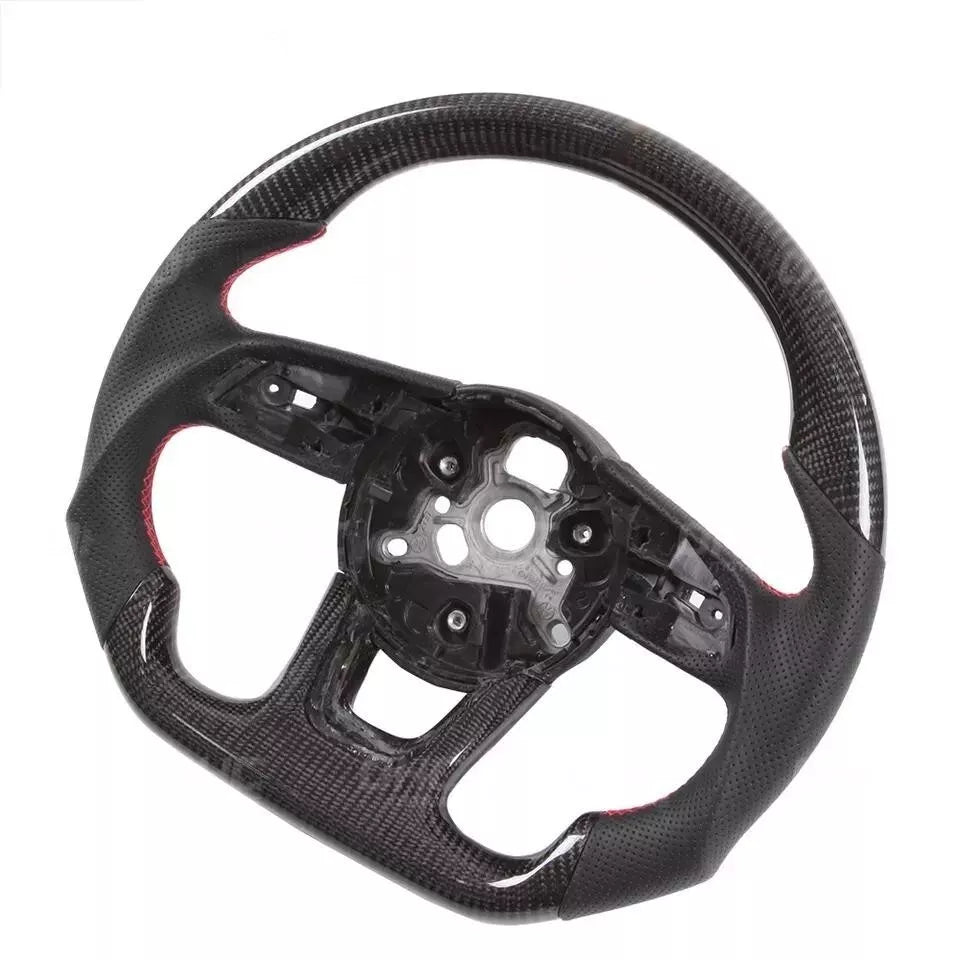 FOR AUDI S3 S4 S5 S6 RS4 RS5 RS6 A3 A4 A5 A6 CARBON FIBER LEATHER STEERING WHEEL