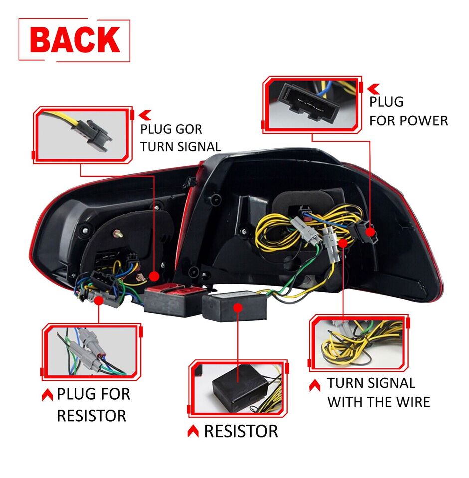 PAIR RIGHT LEFT LED TAIL LIGHTS LAMP FOR VW GOLF MK6 GTI R 08-13 RED SMOKED REAR