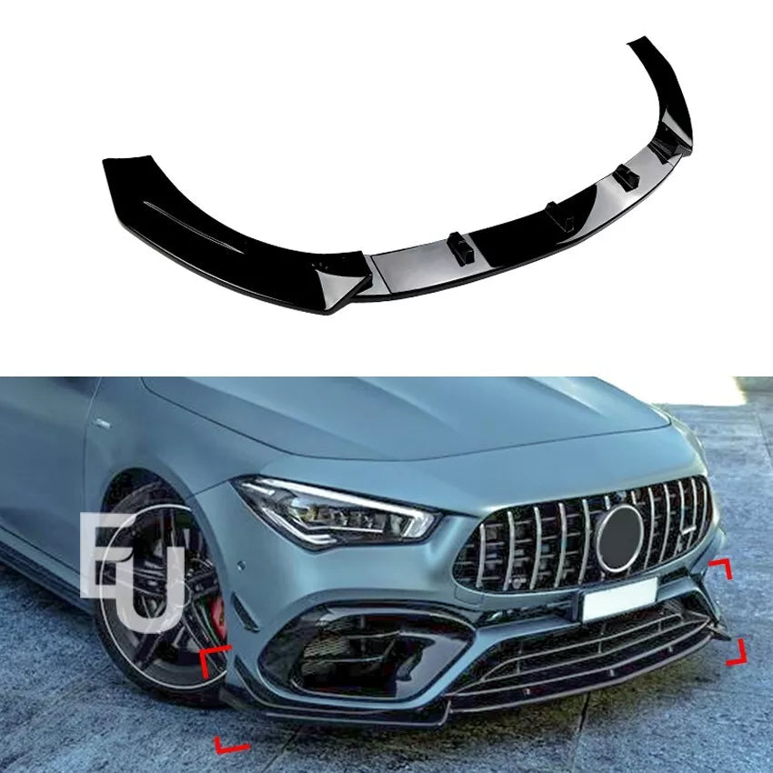FOR MERCEDES CLA45 AMG W118 C118 FRONT SPLITTER LIP BUMPER GLOSS BLACK 2020-2023