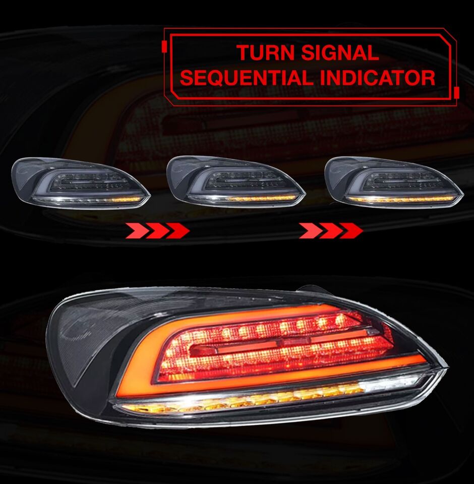 PAIR SEQUENTIAL SMOKED LED REAR TAIL LIGHTS LIGHT LAMP FOR VW SCIROCCO MK3 2009+
